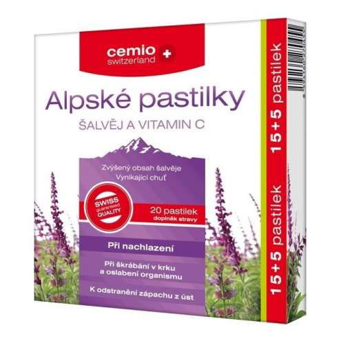 Cemio Alpské pastilky ŠALVĚJ A VITAMIN C pst.15+5